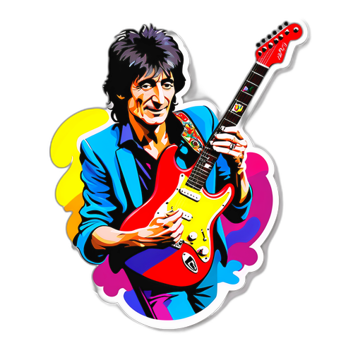 Kunstnerisk fremstilling av Ronnie Woods gitar