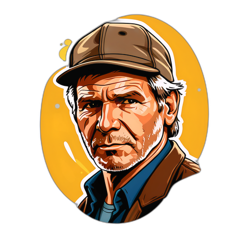 Portrét Harrison Ford s populární čepicí