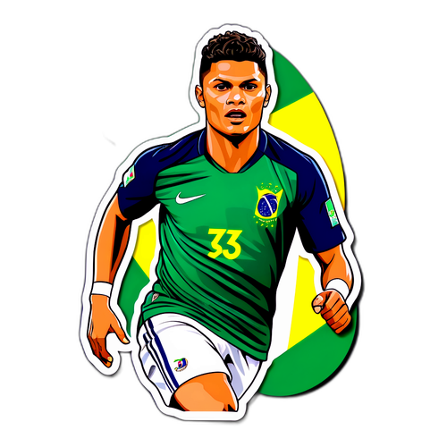 Thiago Silva en acción con la bandera de Brasil