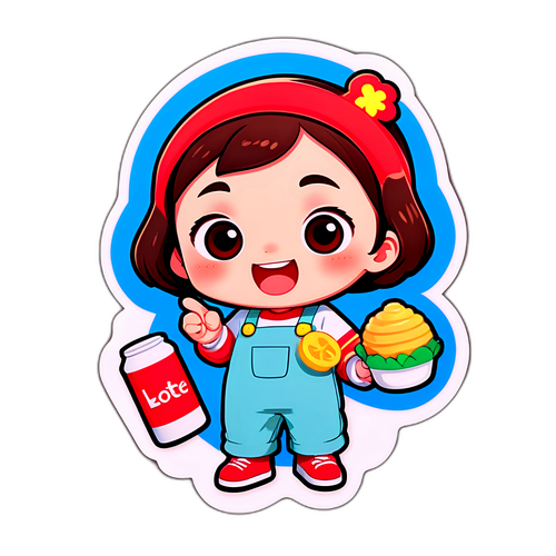 かわいらしいキャラクターがロッテの人気商品を持っているステッカー
