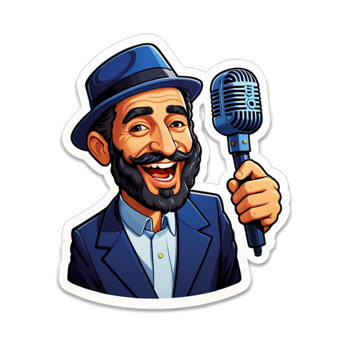 צור sticker קלאסי של צדי צרפתי עם כובע Iconic ומיקרופון
