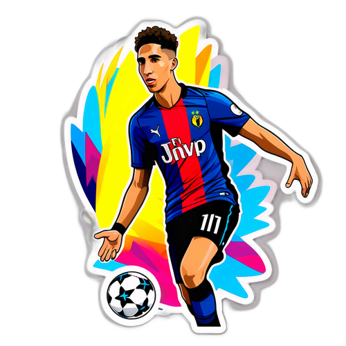 Silhouette stilizată a lui Achraf Hakimi în acțiune