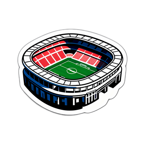 Наклейка с изображением огромного футбольного стадиона