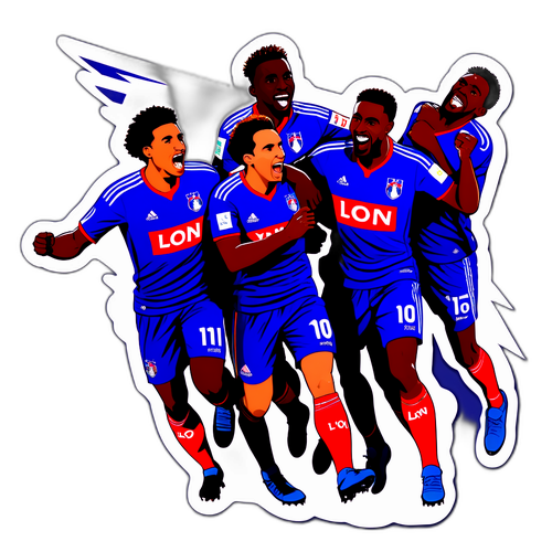 Feiernde Olympique Lyon Spieler