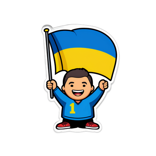 Грайливий фанат спорту з прапором України