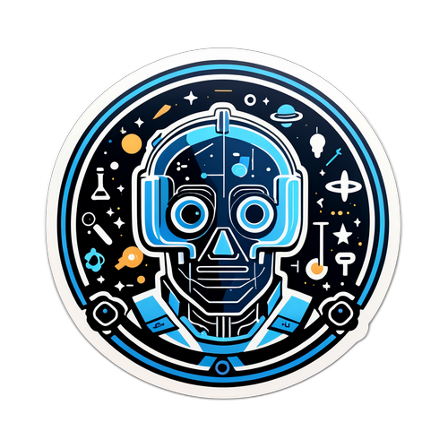 Nowoczesny sticker łączący sztukę technologiczną z nauką