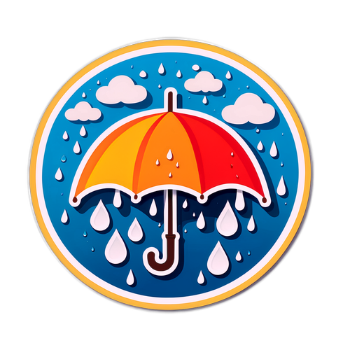 우산과 빗방울 디자인