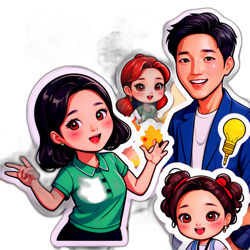 可愛角色貼紙主題：華莎和朴政民
