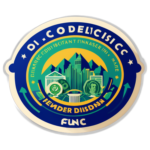 A financial-themed sticker with the text 'FOMC Decisions' surrounded by dollar signs and graphs illustrating interest rates.