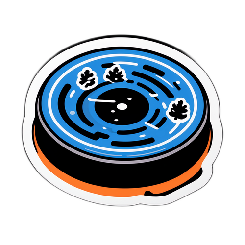 En animerad hockeypuck som rullar över en snöig yta