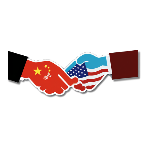 中美合作手握手贴纸