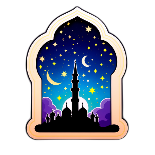 Yıldızlarla Dolu Bir Gece Minaresi Sticker'ı