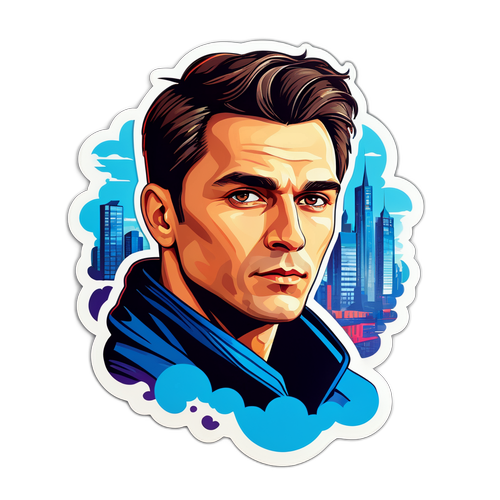 Портрет Максима Матвеева на фоне городских пейзажей