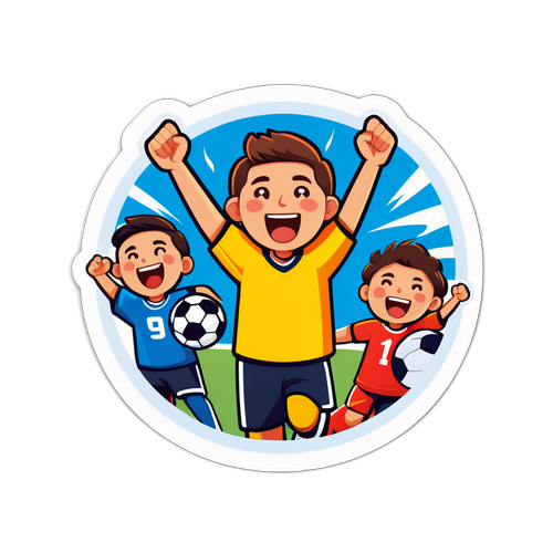 Sticker thể hiện sự phấn khích khi xem bóng đá