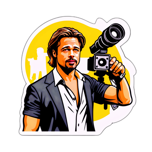 Sticker di Brad Pitt con macchina fotografica