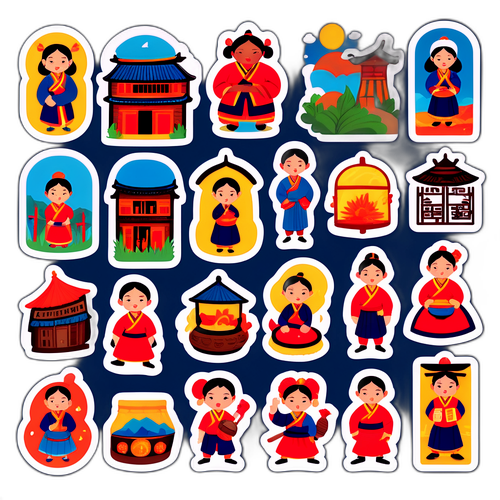 구룡마을의 독특한 문화와 주민들의 삶을 묘사한 스티커