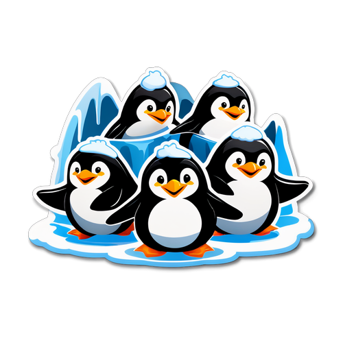 Pinguins Felizes no Gelo