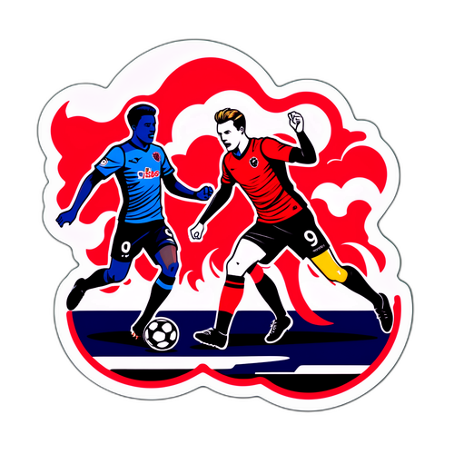 미트윌란과 쇤데르위스크의 축구 경기를 포착한 에너지 넘치는 디자인