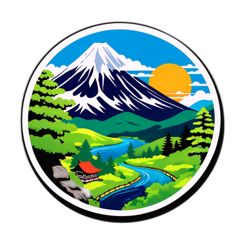 山形県の自然と観光名所を描いたスニーカーシール
