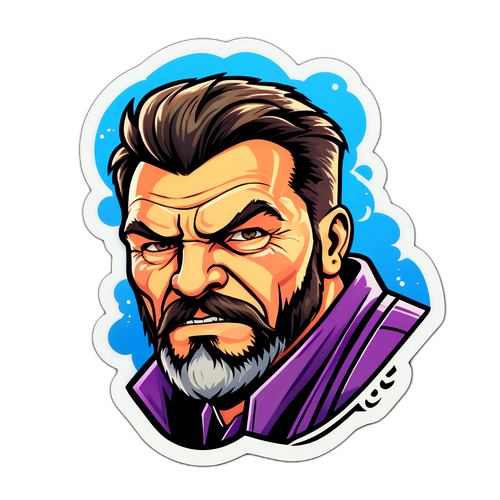 A stylizovaná nálepka s Hynekem Čermákem v dramatickém herním vyjádření