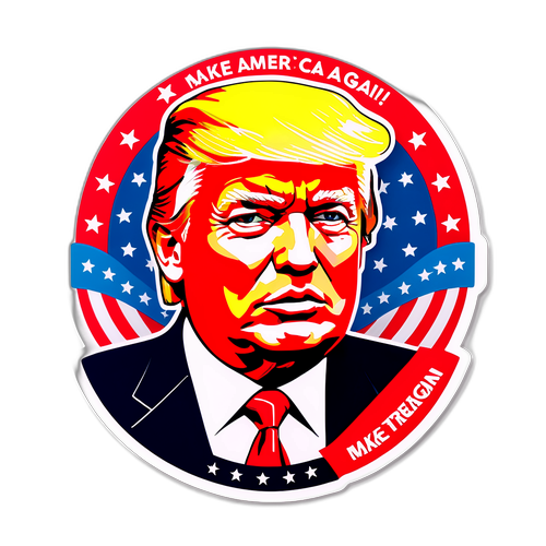 Aufkleber mit dem ikonischen Gesicht von Donald Trump