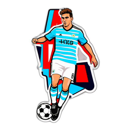 Arte de un jugador de fútbol argentino en acción