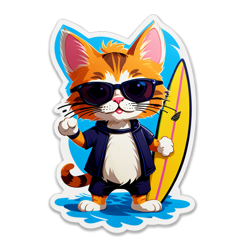 Meet the Ultimate Surfing Kitty: The Sunglasses-Wearing Cat You Can't Resist!