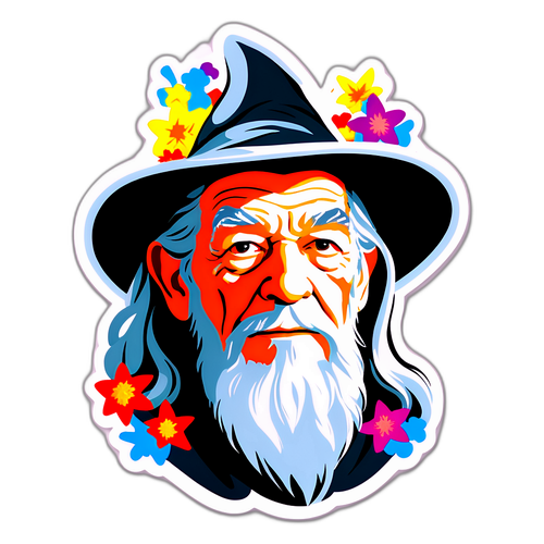 Gandalf med blomster og stjerner