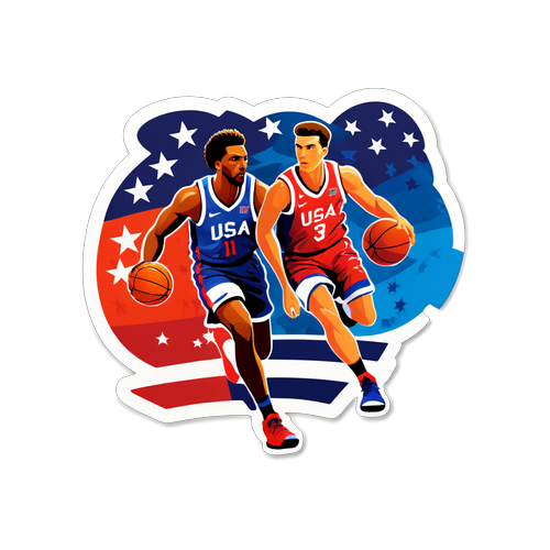 Epic Showdown: USA vs Serbia Basketball Sticker - Catch the Thrill of the Game!