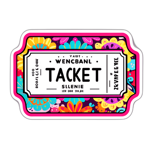 Autocolant jucăuș cu bilet colorat