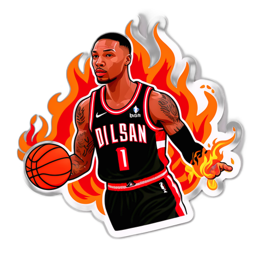 Autocollant illustrant Damian Lillard en action