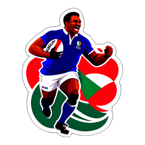 Sticker van de Franse vs Zuid-Afrikaanse rugbywedstrijd