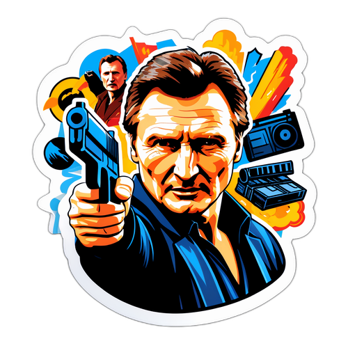 Action Sticker af Liam Neeson