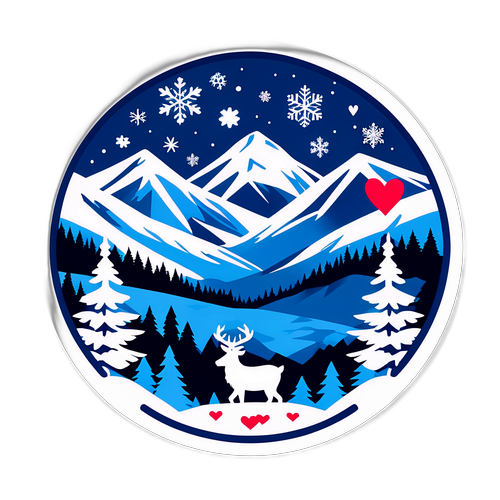 Romantisches Winterdesign mit Herzen und Schneeflocken in Zakopane