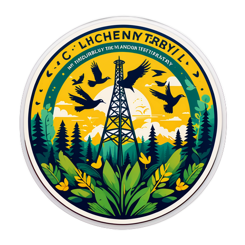 Стикер, що символізує відродження території Чорнобиля через природу