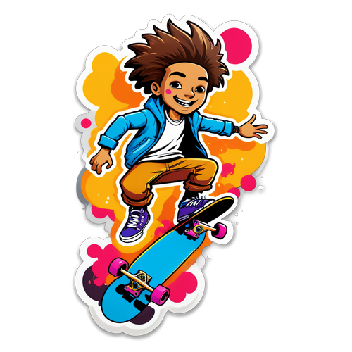 Unleash Your Inner Skateboarder! Eye-Catching Sticker Design that Celebrates Freedom and Fun