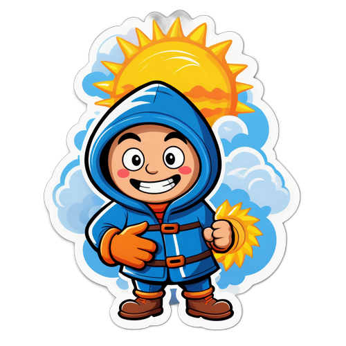Sticker Karakter Kartun Cuaca Warrior