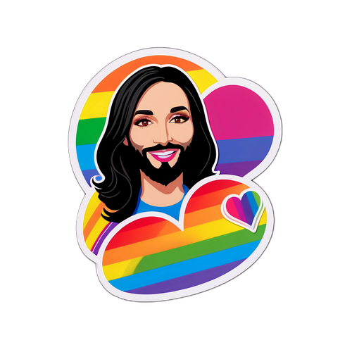 Offizielles Aufkleber von Conchita Wurst mit Regenbogenherz