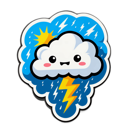 Sticker Awan Ribut Kartun