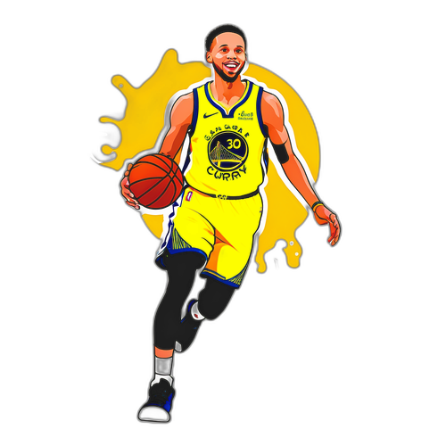 Masayang Sticker ni Stephen Curry na Umuusad sa Pag-shoot ng Three-Pointer