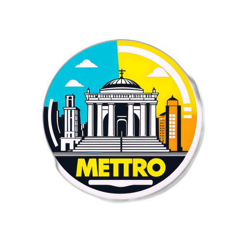 Σχεδίαση αυτοκόλλητου με λογότυπο του μετρό Θεσσαλονίκης και αρχιτεκτονικά στοιχεία της πόλης