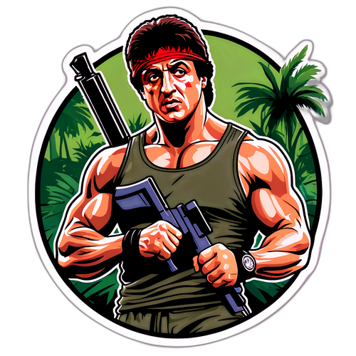 Sticker dedicat lui Sylvester Stallone din Rambo