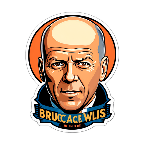 Ikonisches Sticker von Bruce Willis mit einem coolen Zitat