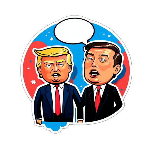 特朗普与马斯克的幽默插画