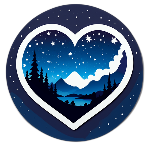 Silhouette di un cuore con sfondo stellato