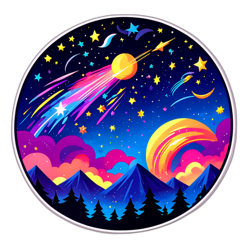 Celestial Meteor Shower Sticker