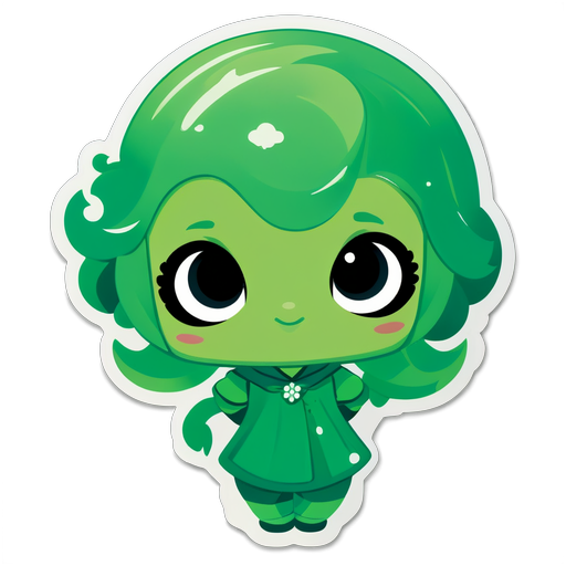 Cute Green Character Sticker