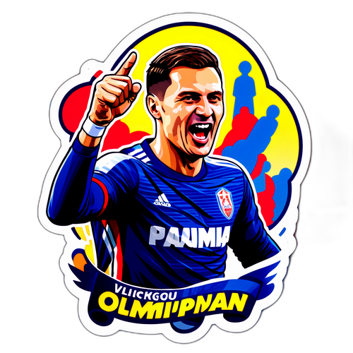 Sticker cu Olimpiu Moruțan, împlinind un gol