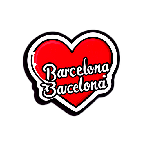 Samolepka s červeným srdcem a nápisem 'Barcelona'