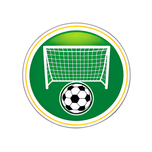 Логотип UEFA на зеленом фоне с футбольными воротами